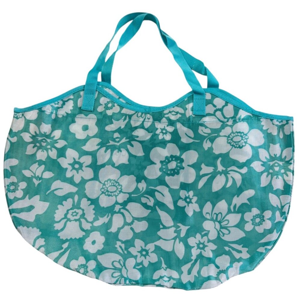 Lot Mesh Tote Bags Floral Print 4 Colors Lg Lightweight Durable Beach Shopping
